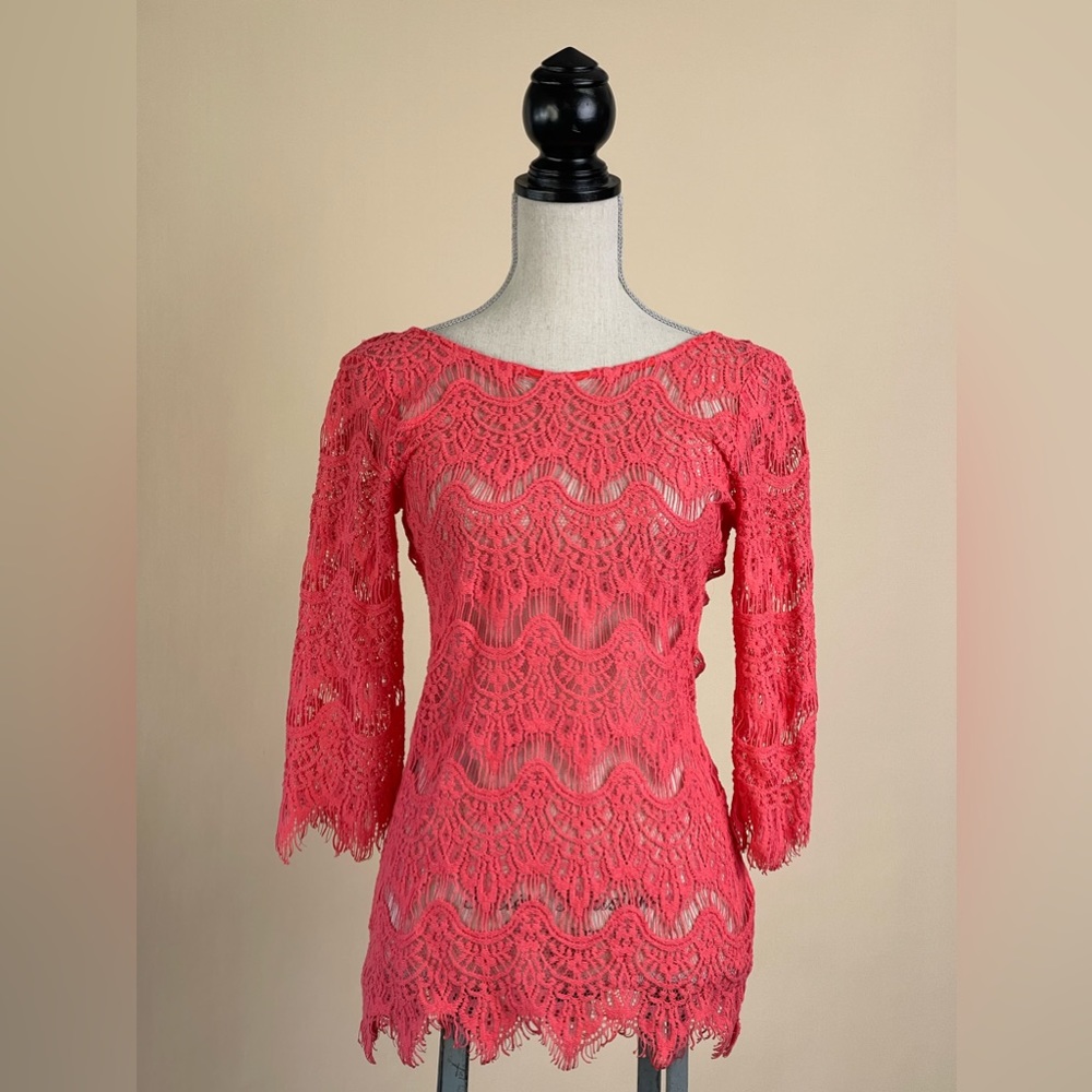 Beautiful Coral Lace Top